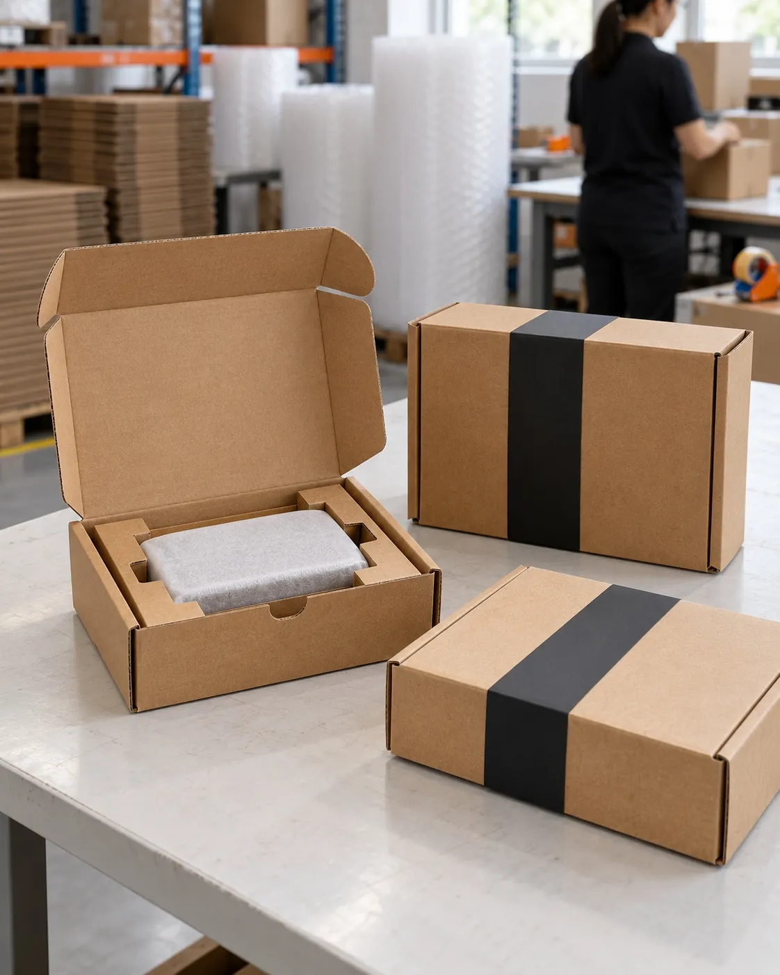Die-cut kraft mailer boxes with a cardboard insert